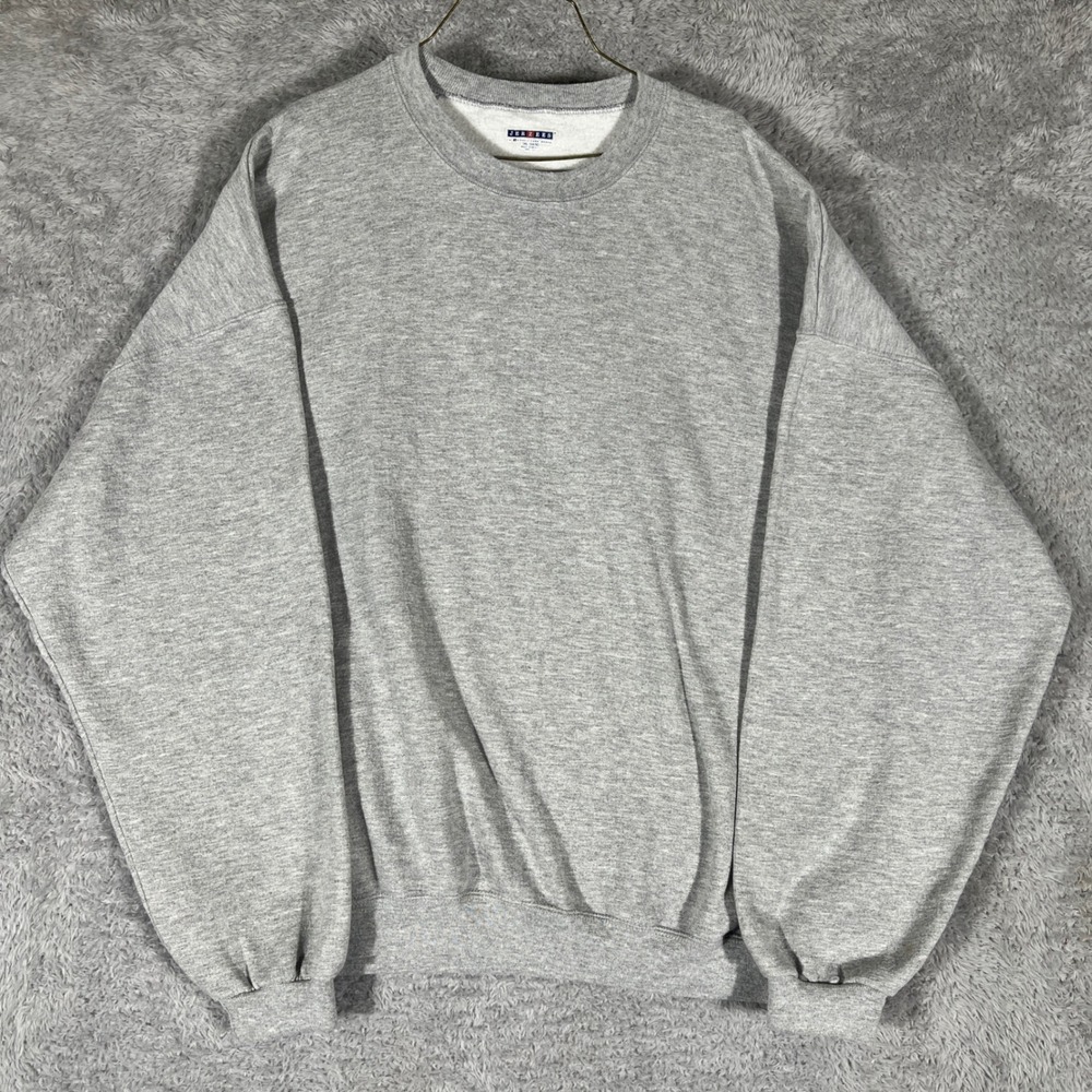 Jerzees Sweatshirt Mens 3XL Gray Crewneck Fleece Pullover Oversized Plain